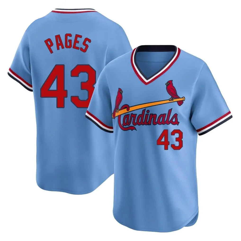 Davalo St. Louis Cardinals #43 Pedro Pages Player Light Blue City Connect Home T-shirt Stitched Jerseys