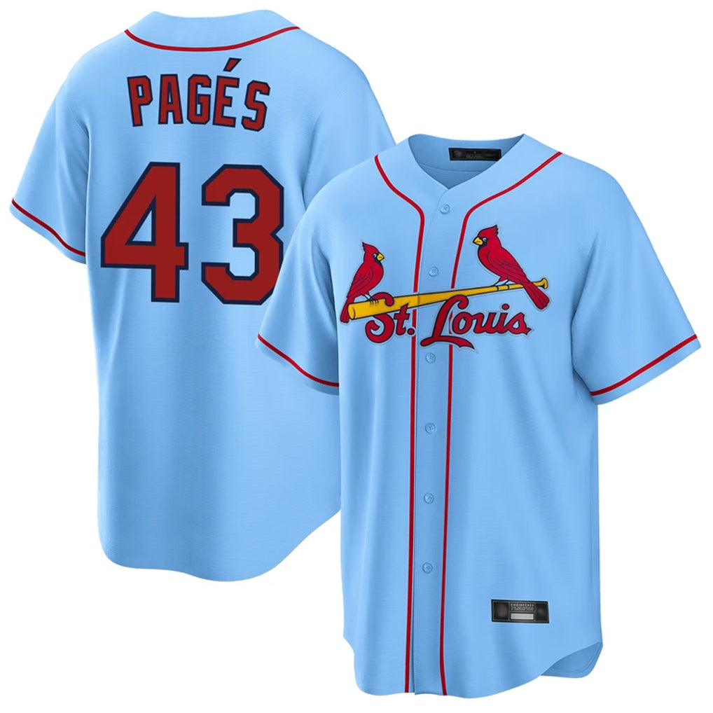 Davalo St. Louis Cardinals #43 Pedro Pages Player Light Blue Home Game Stitched Jerseys