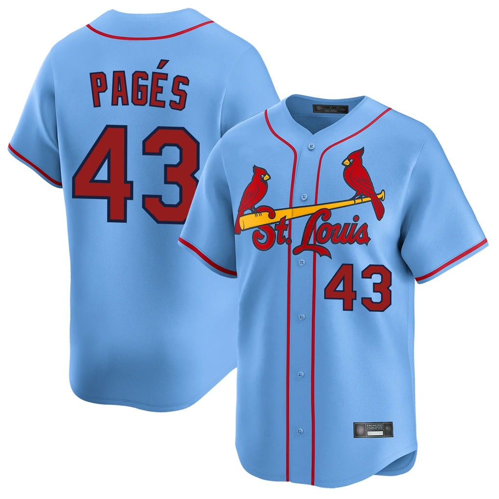 Davalo St. Louis Cardinals #43 Pedro Pages Player Light Blue Home Limited Stitched Jerseys