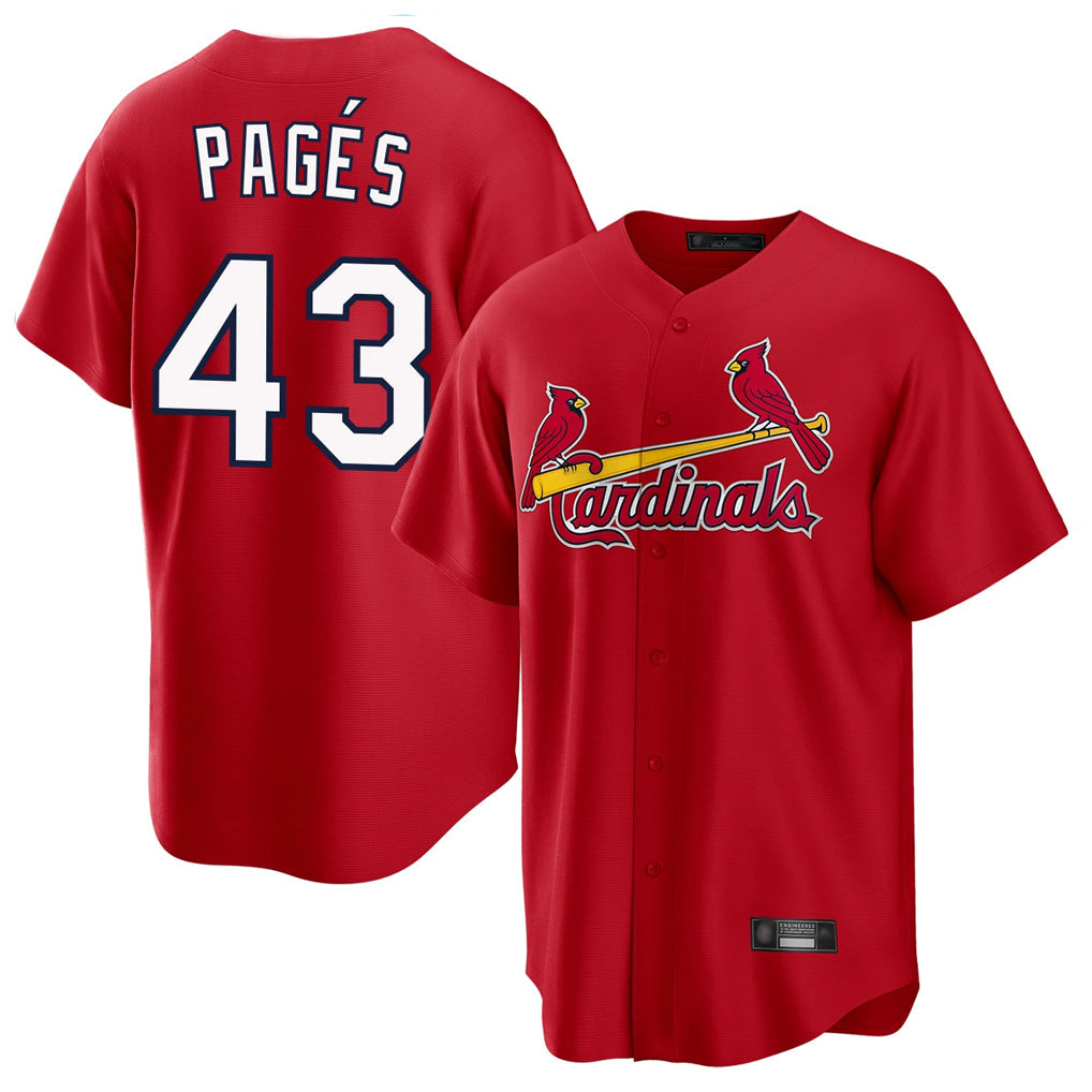 Davalo St. Louis Cardinals #43 Pedro Pages Player Red Home Game Stitched Jerseys