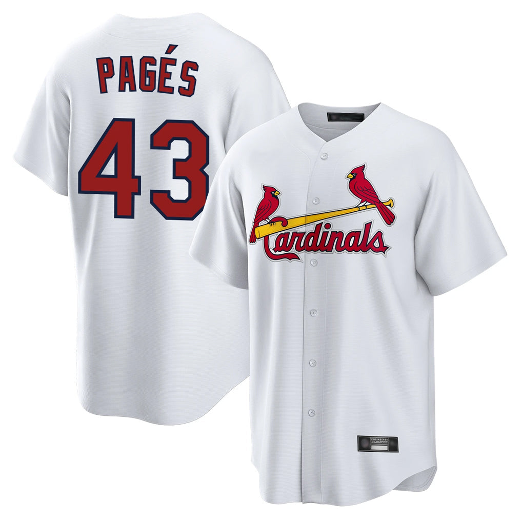 Davalo St. Louis Cardinals #43 Pedro Pages Player White Home Game Stitched Jerseys