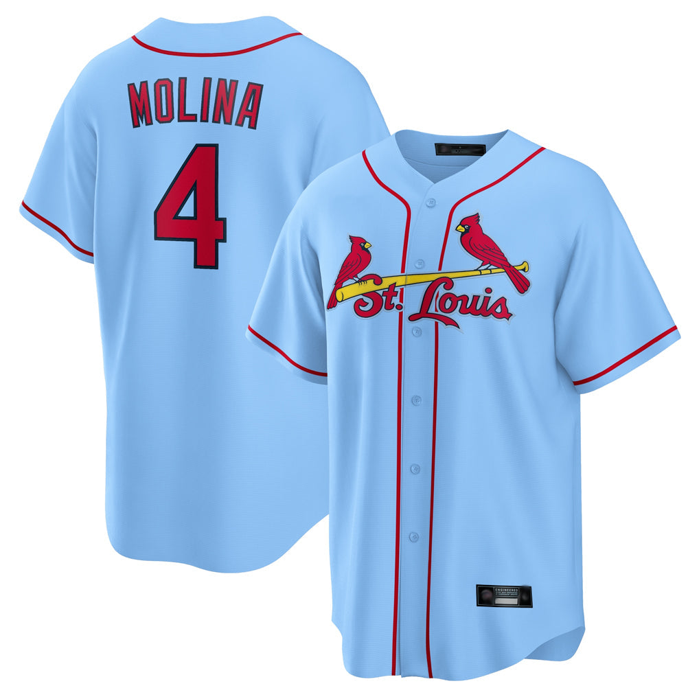 Davalo St. Louis Cardinals #4 Yadier Molina Player Light Blue Home Game Stitched Jerseys