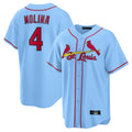 Davalo St. Louis Cardinals #4 Yadier Molina Player Light Blue Home Game Stitched Jerseys