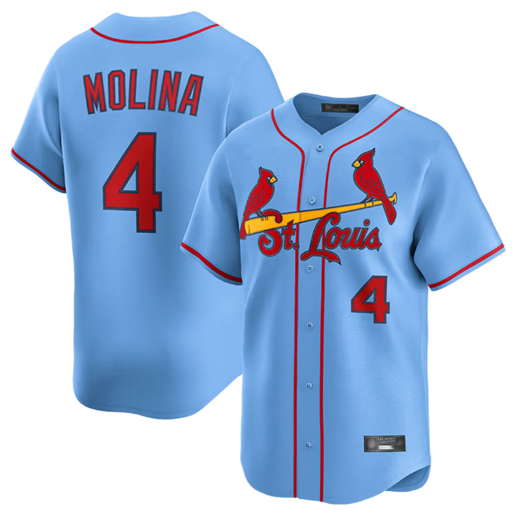 Davalo St. Louis Cardinals #4 Yadier Molina Player Light Blue Home Limited Stitched Jerseys