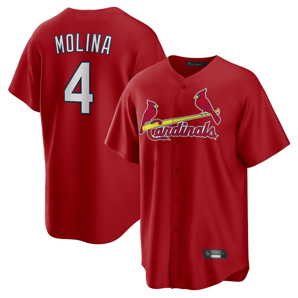 Davalo St. Louis Cardinals #4 Yadier Molina Player Red Home Game Stitched Jerseys