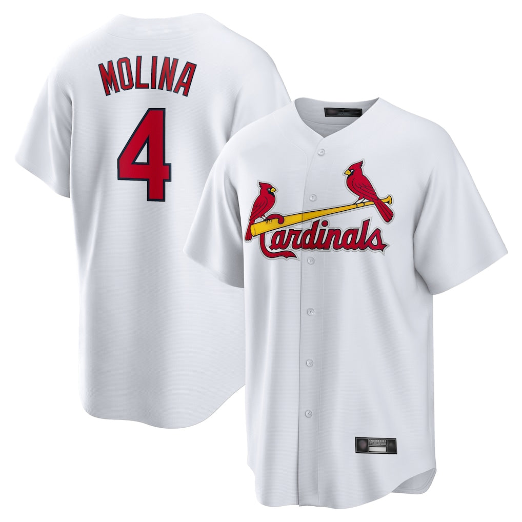 Davalo St. Louis Cardinals #4 Yadier Molina Player White Home Game Stitched Jerseys