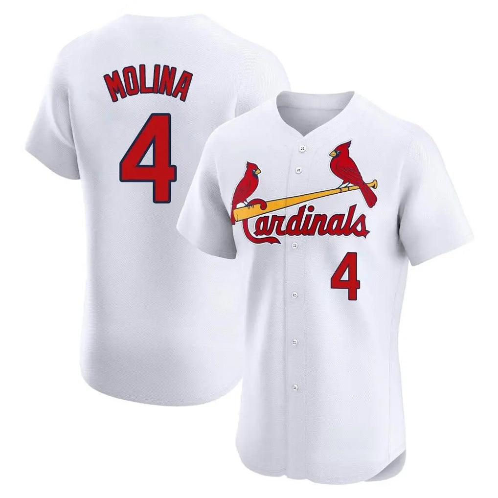 Davalo St. Louis Cardinals #4 Yadier Molina Player White Home Limited Elite Stitched Jerseys