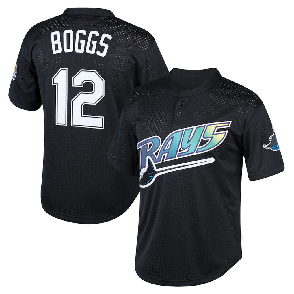 Davalo TB.Rays #12 Wade Boggs Player Black Mitchell & Ness Cooperstown Collection Mesh Batting Practice Stitched Jerseys