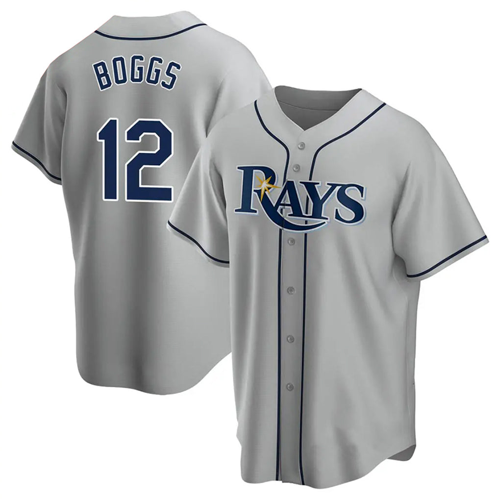 Davalo TB.Rays #12 Wade Boggs Player Gray Home Game Stitched Jerseys