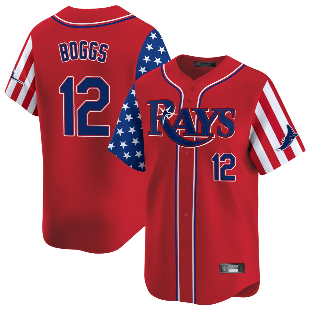 Davalo TB.Rays #12 Wade Boggs Player Red 2025 Independence Day Vapor Premier Limited Stitched Jerseys