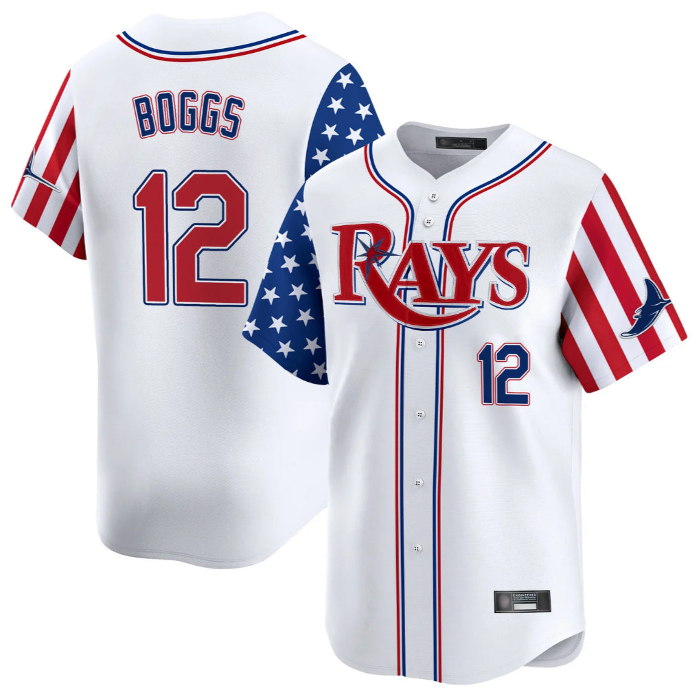 Davalo TB.Rays #12 Wade Boggs Player White 2025 Independence Day Vapor Premier Limited Stitched Jerseys