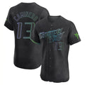 Davalo TB.Rays #13 Junior Caminero Player Black City Connect Home Limited Elite Stitched Jerseys