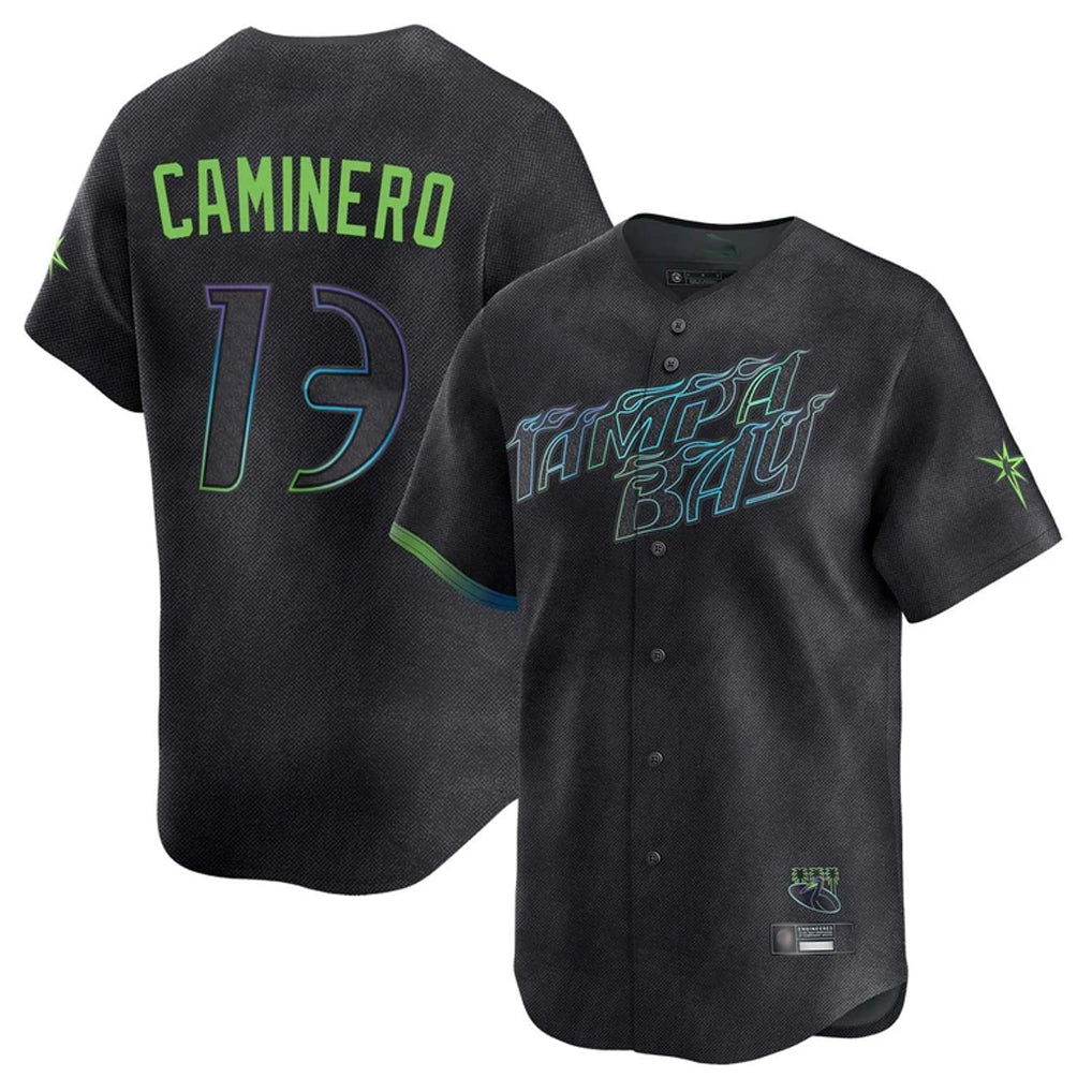 Davalo TB.Rays #13 Junior Caminero Player Black City Connect Home Limited Stitched Jerseys