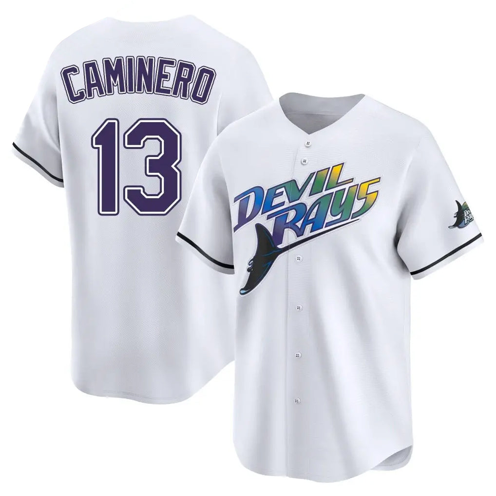 Davalo TB.Rays #13 Junior Caminero Player White City Connect Home Stitched Jerseys