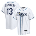 Davalo TB.Rays #13 Junior Caminero Player White Home Game Stitched Jerseys