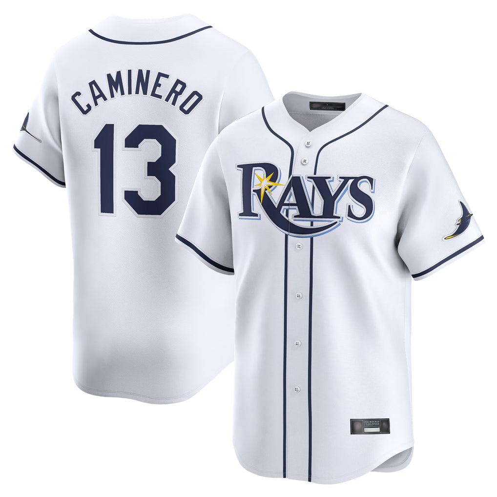Davalo TB.Rays #13 Junior Caminero Player White Home Limited Stitched Jerseys