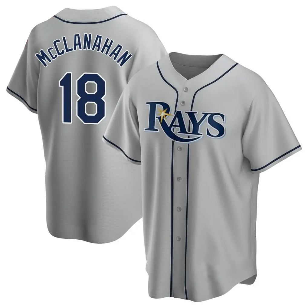 Davalo TB.Rays #18 Shane McClanahan Player Gray Home Game Stitched Jerseys