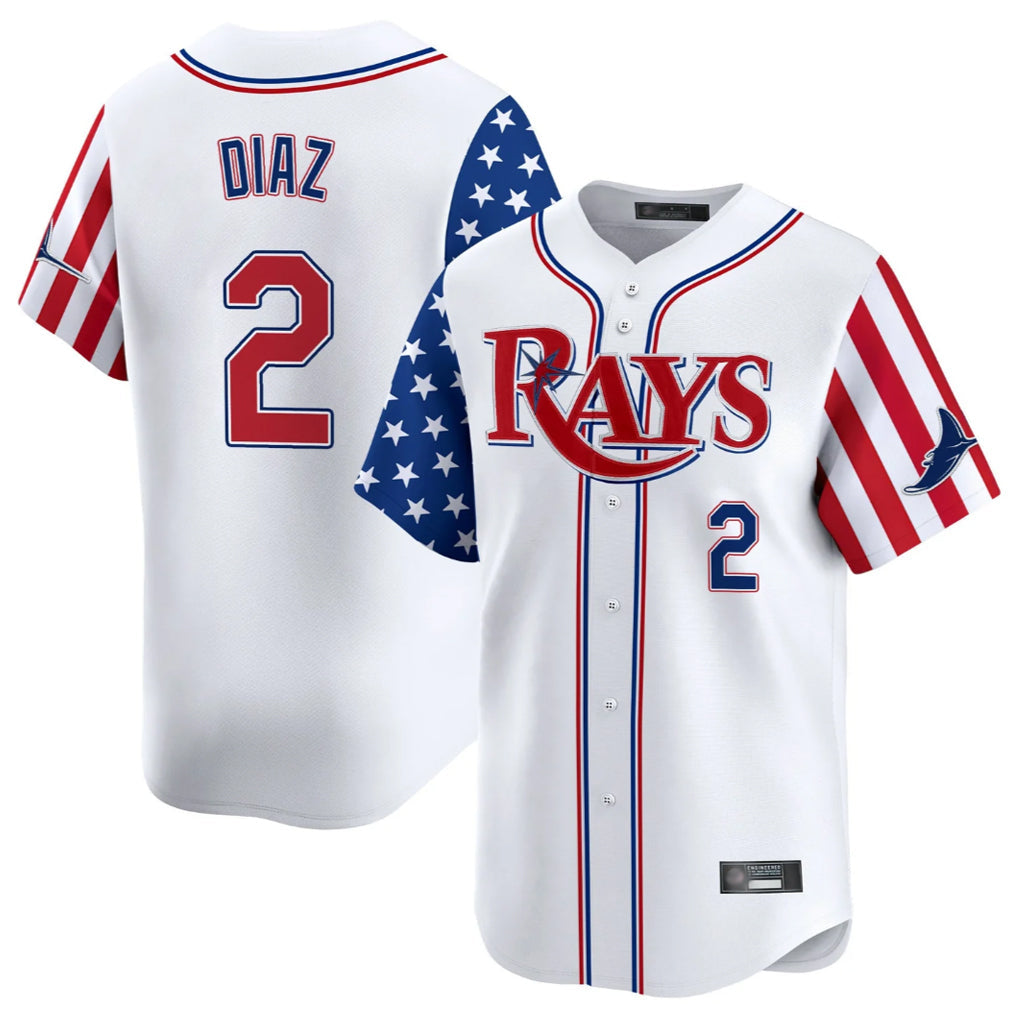 Davalo TB.Rays #2 Yandy Diaz Player White 2025 Independence Day Vapor Premier Limited Stitched Jerseys