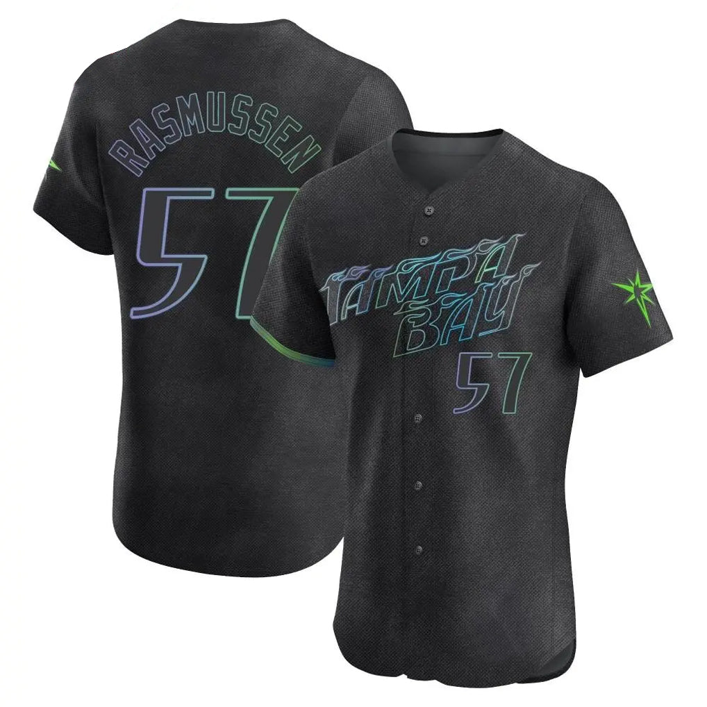 Davalo TB.Rays #57 Drew Rasmussen Player Black City Connect Home Limited Elite Stitched Jerseys