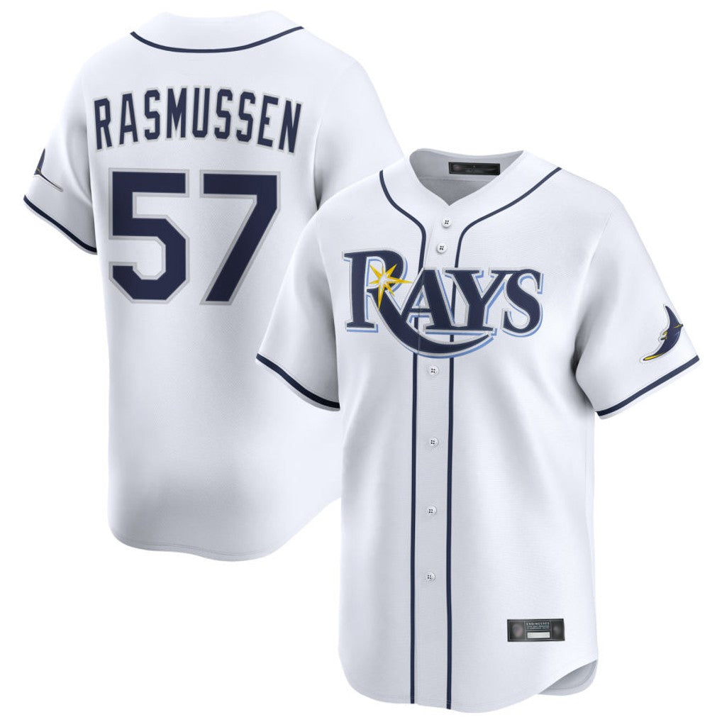 Davalo TB.Rays #57 Drew Rasmussen Player White Home Limited Stitched Jerseys