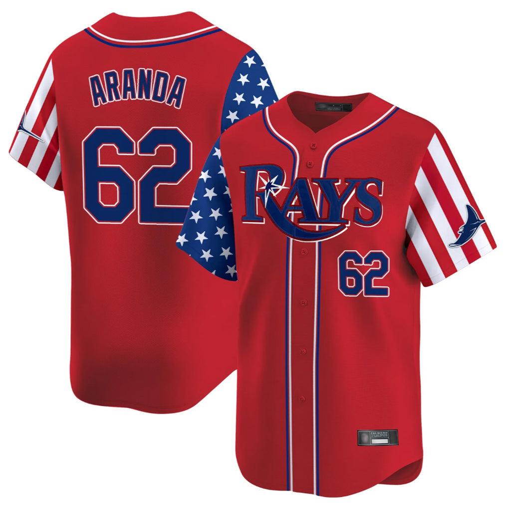 Davalo TB.Rays #62 Jonathan Aranda Player Red 2025 Independence Day Vapor Premier Limited Stitched Jerseys