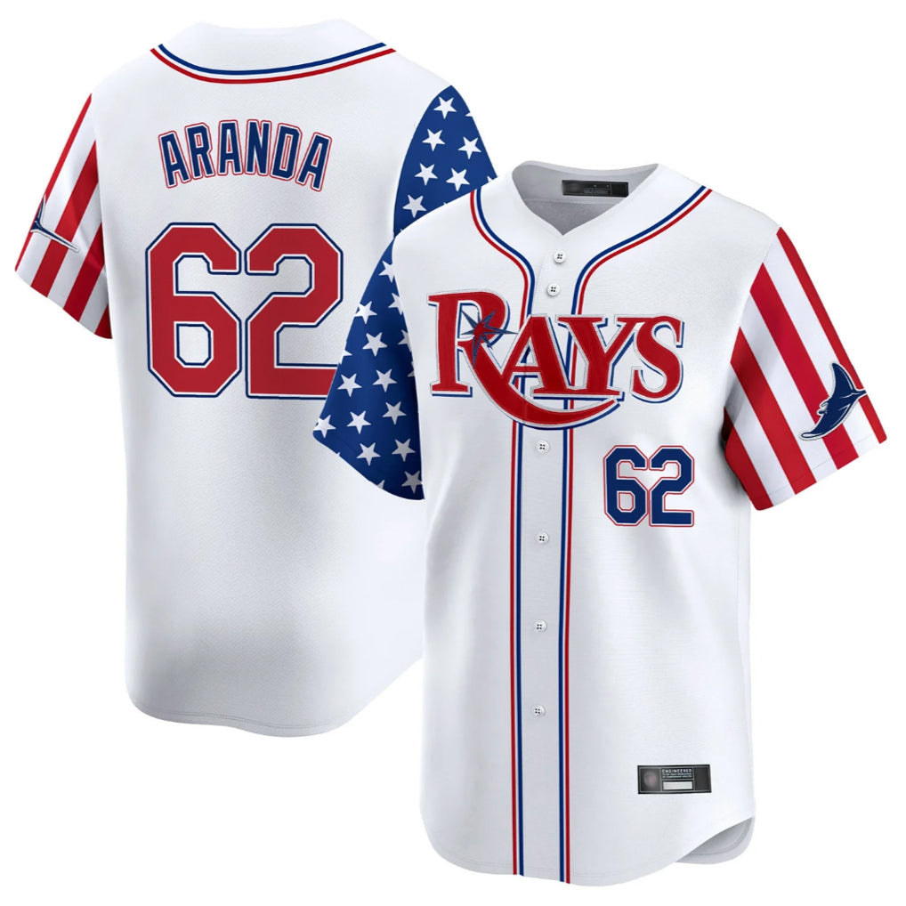 Davalo TB.Rays #62 Jonathan Aranda Player White 2025 Independence Day Vapor Premier Limited Stitched Jerseys