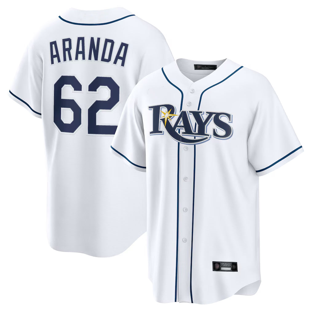 Davalo TB.Rays #62 Jonathan Aranda Player White Home Game Stitched Jerseys
