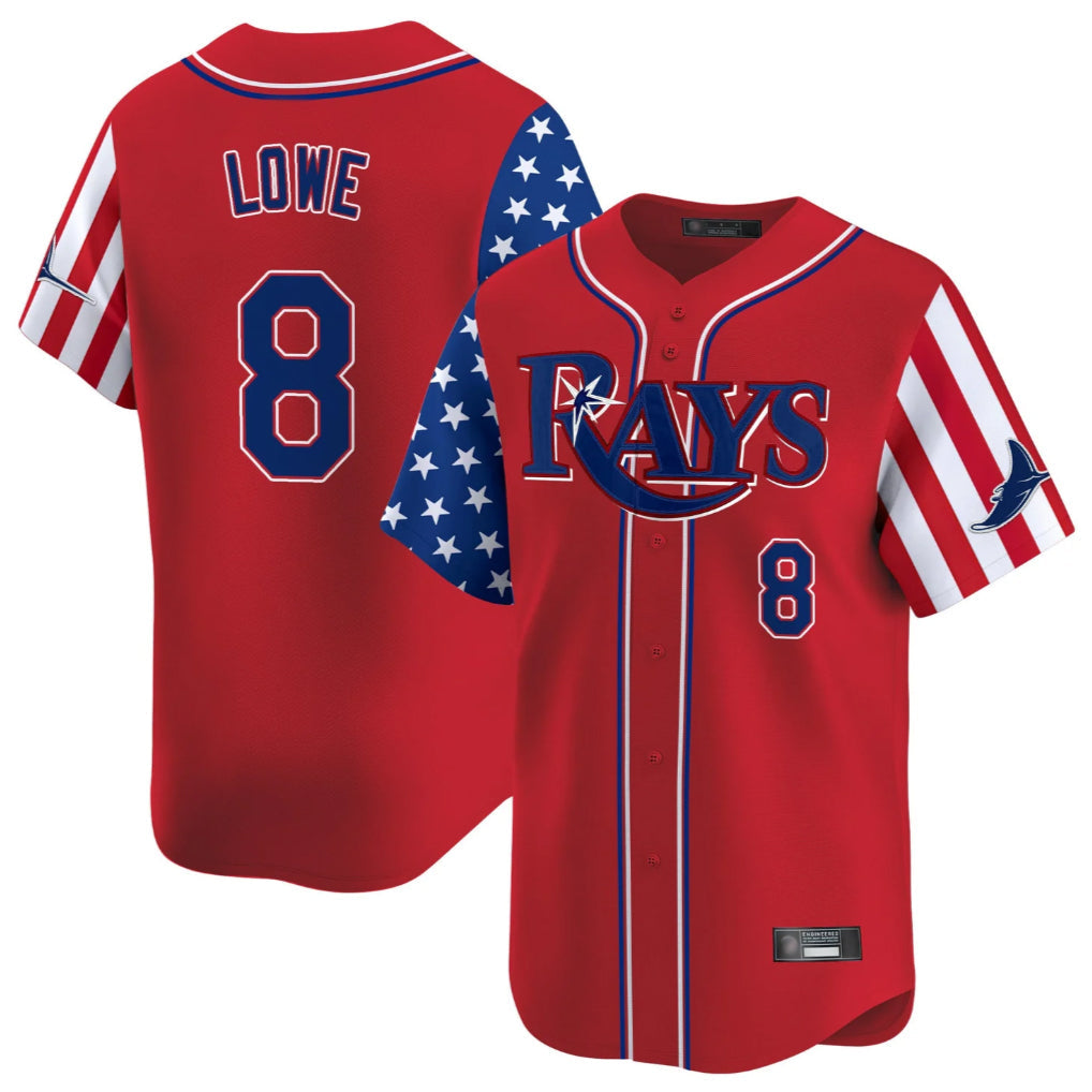 Davalo TB.Rays #8 Brandon Lowe Player Red 2025 Independence Day Vapor Premier Limited Stitched Jerseys