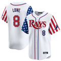 Davalo TB.Rays TB.Rays #8 Brandon Lowe Player White 2025 Independence Day Vapor Premier Limited Stitched Jerseys