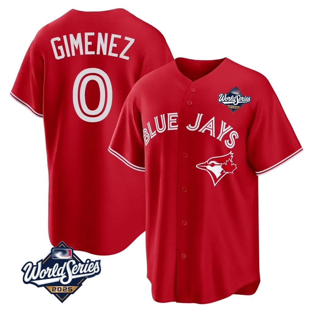 Davalo T.Blue Jays #0 Andres Gimenez Player Red 2025 World Series Limited Stitched Jerseys