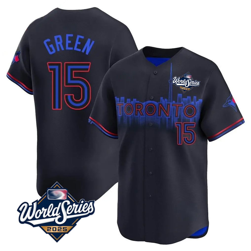 Davalo T.Blue Jays #15 Chad Green Player Black&Blue 2025 World Series City Connect Stitched Jerseys