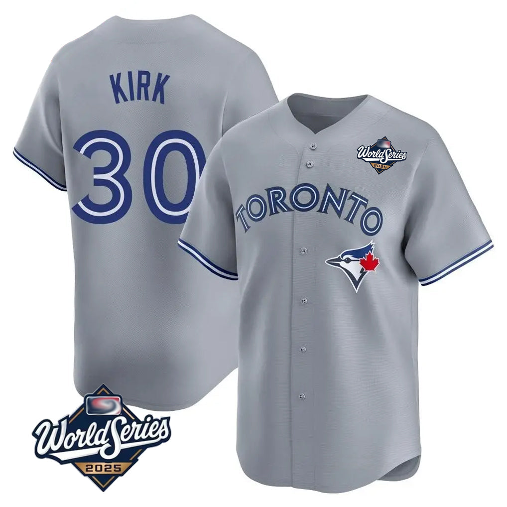 Davalo T.Blue Jays #30 Alejandro Kirk Player Gray&Blue 2025 World Series Limited Stitched Jerseys