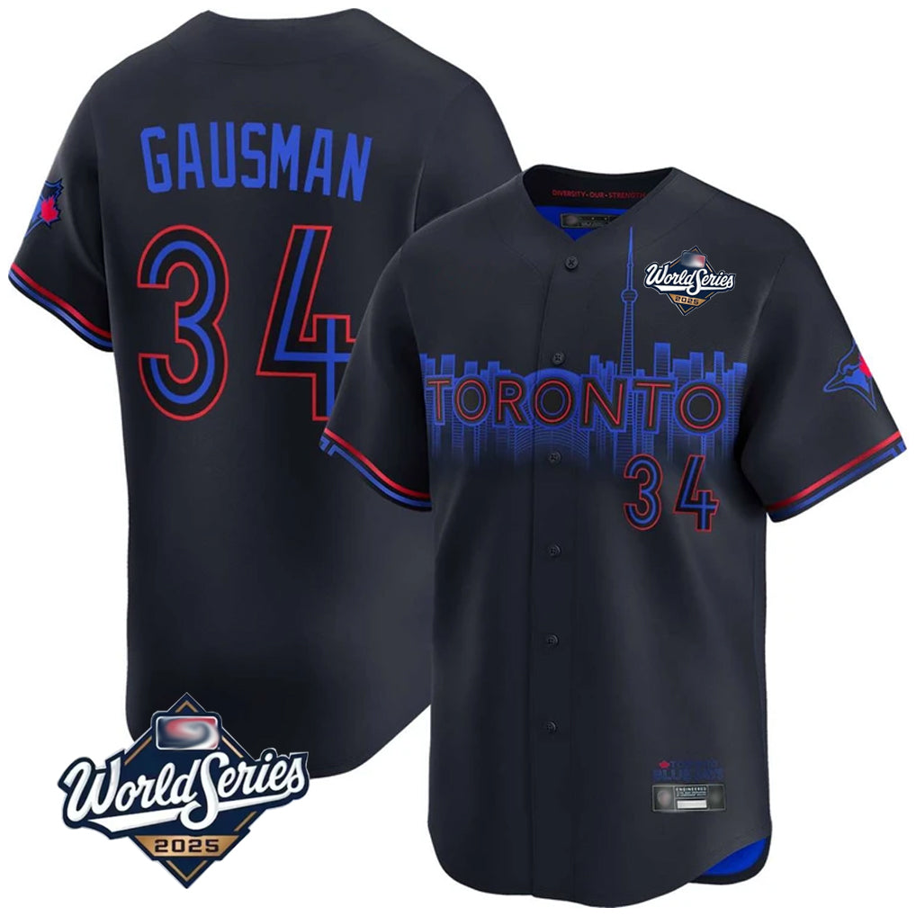 Davalo T.Blue Jays #34 Kevin Gausman Player Black 2025 World Series City Connect Stitched Jerseys