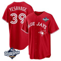 Davalo T.Blue Jays #39 Trey Yesavage Player Red 2025 World Series Game All Stitched Jerseys