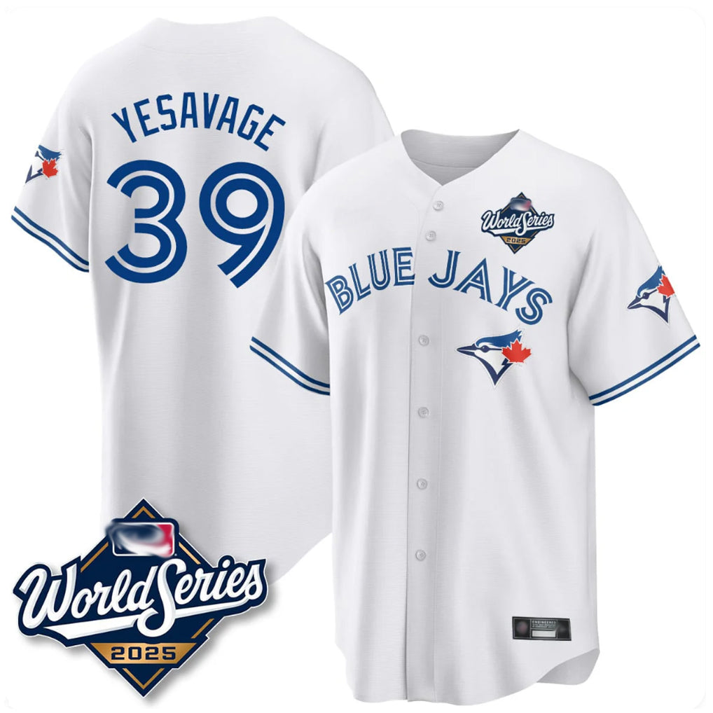 Davalo T.Blue Jays #39 Trey Yesavage Player White 2025 World Series Game All Stitched Jerseys