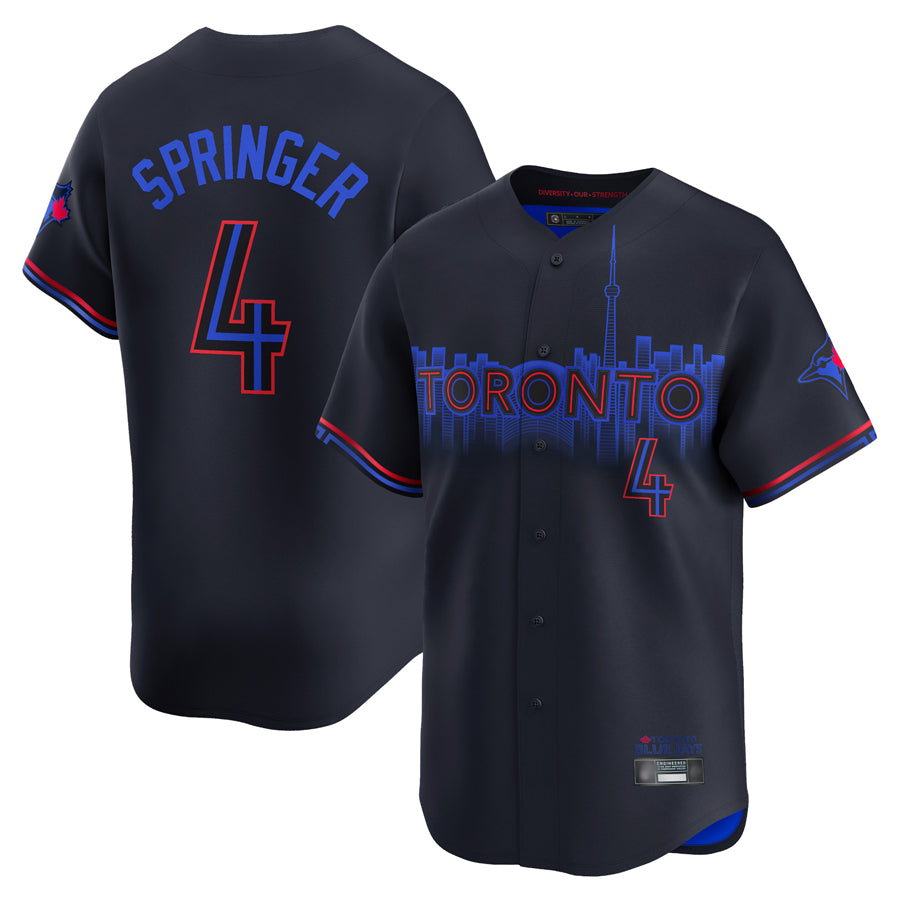 Davalo T.Blue Jays #4 George Springer Player Black City Connect Limited Stitched Jerseys