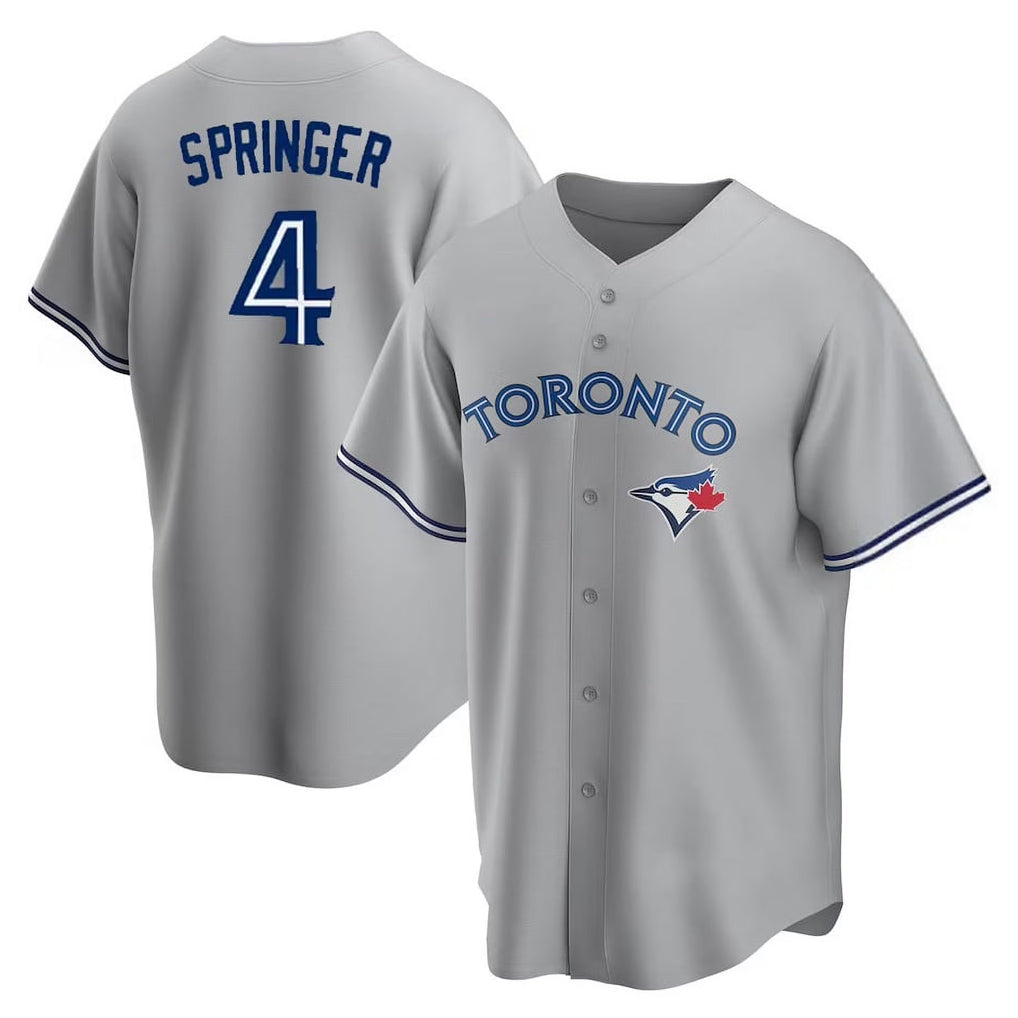Davalo T.Blue Jays #4 George Springer Player Gray Home Game Stitched Jerseys