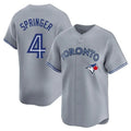 Davalo T.Blue Jays #4 George Springer Player Gray Home Limited Stitched Jerseys