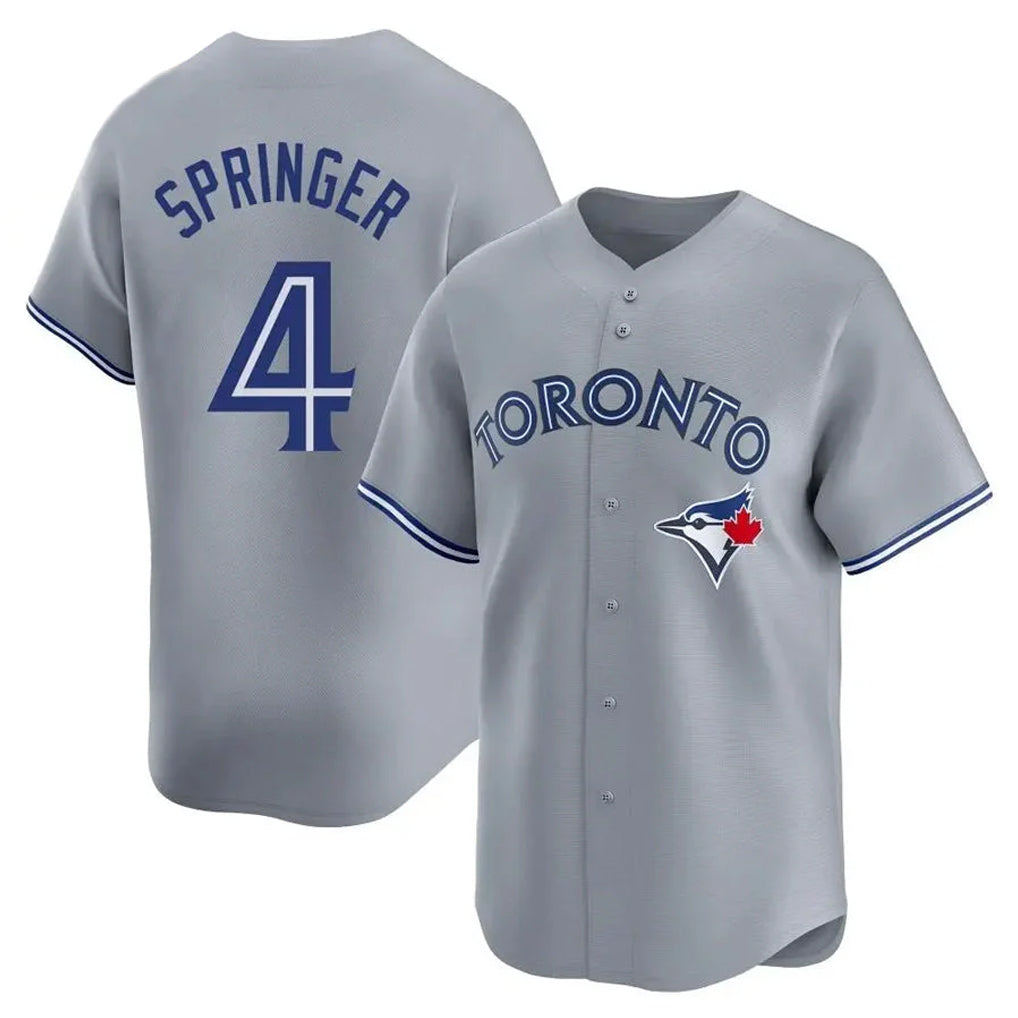 Davalo T.Blue Jays #4 George Springer Player Gray Home Limited Stitched Jerseys