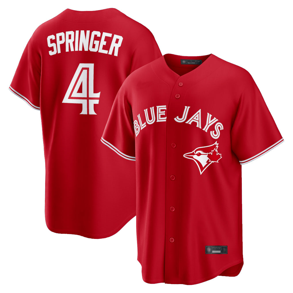 Davalo T.Blue Jays #4 George Springer Player Red Home Game Stitched Jerseys