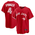 Davalo T.Blue Jays #4 George Springer Player Red Home Game Stitched Jerseys