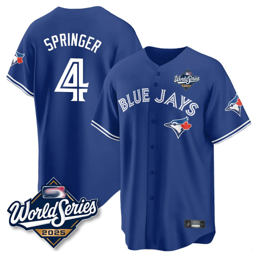 Davalo T.Blue Jays #4 George Springer Player Royal 2025 American League Game All Stitched Jersey