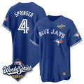 Davalo T.Blue Jays #4 George Springer Player Royal 2025 American League Game All Stitched Jersey