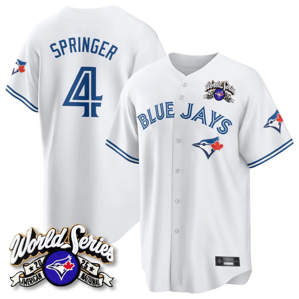 Davalo T.Blue Jays #4 George Springer Player White 2025 American League All Stitched Jersey