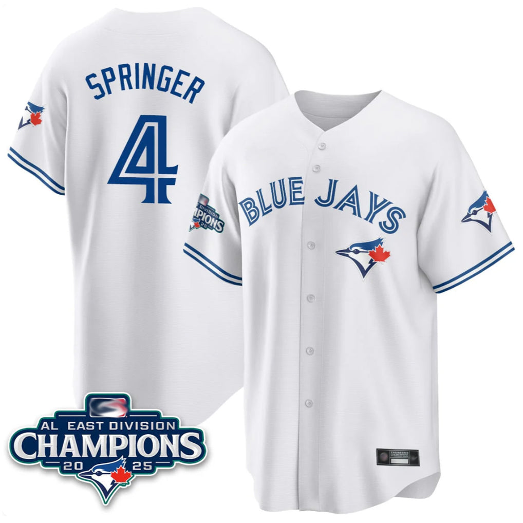 Davalo T.Blue Jays #4 George Springer Player White 2025 World Series Stitched Jerseys