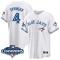 Davalo T.Blue Jays #4 George Springer Player White 2025 World Series Stitched Jerseys