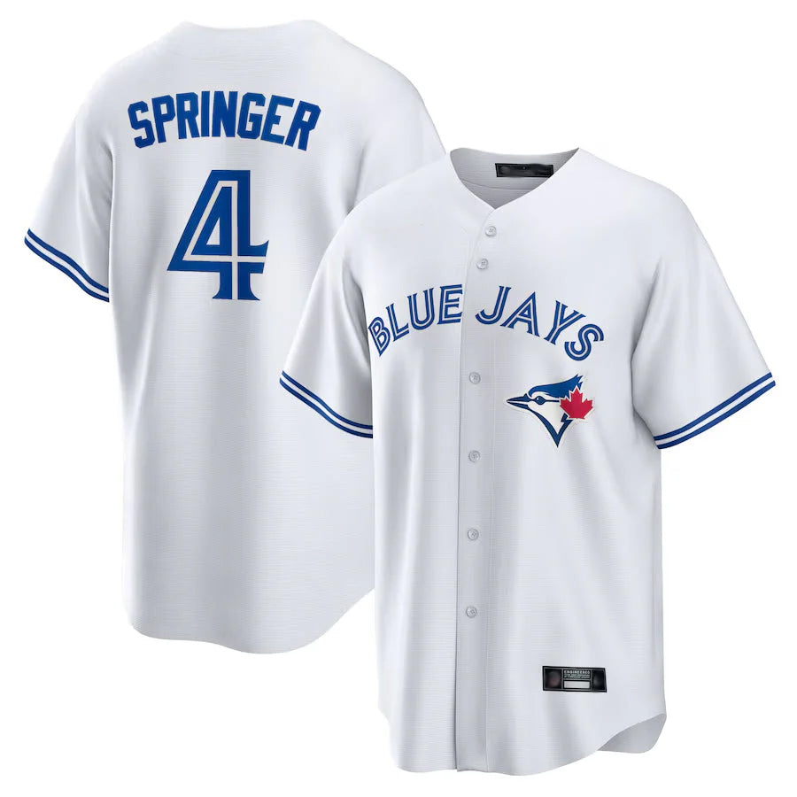 Davalo T.Blue Jays #4 George Springer Player White Home Game Stitched Jerseys
