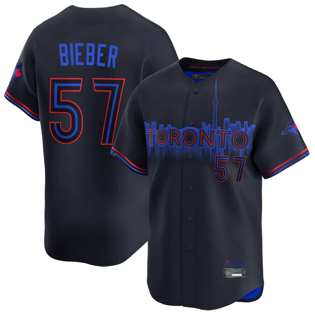 Davalo T.Blue Jays #57 Shane Bieber Player Black City Connect Limited Home Stitched Jerseys