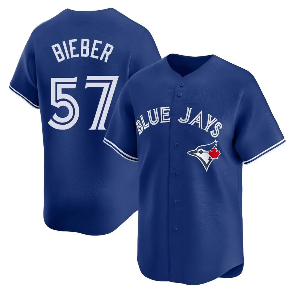 Davalo T.Blue Jays #57 Shane Bieber Player Royal Home Stitched Jerseys