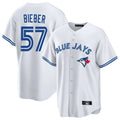 Davalo T.Blue Jays #57 Shane Bieber Player White Game Stitched Jerseys